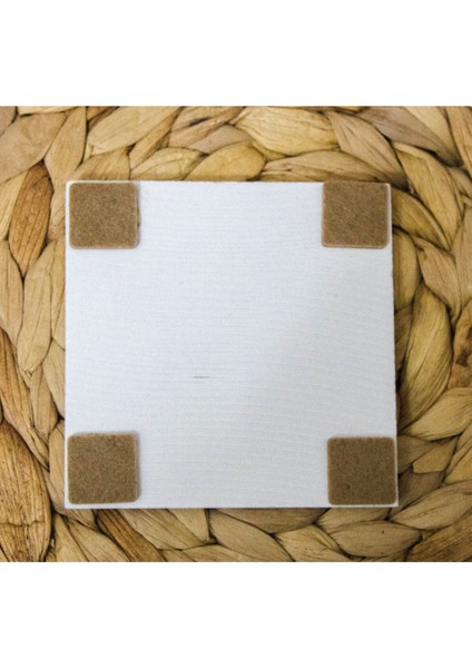 Baskılı Doğal Taş Bardak Altlığı 4'lü Set 10X10X1 cm