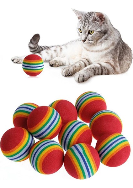 Ofine® Gökkuşağı Sünger Kedi Köpek Çiğneme Oyun Topu 4,2 cm 3'lü
