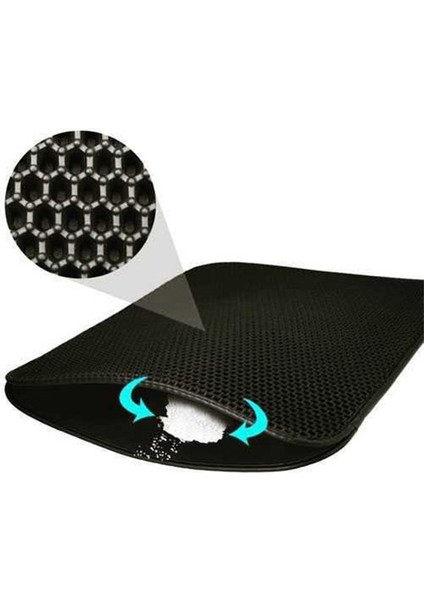Elekli Kedi Kumu Paspası 60X45 cm Siyah