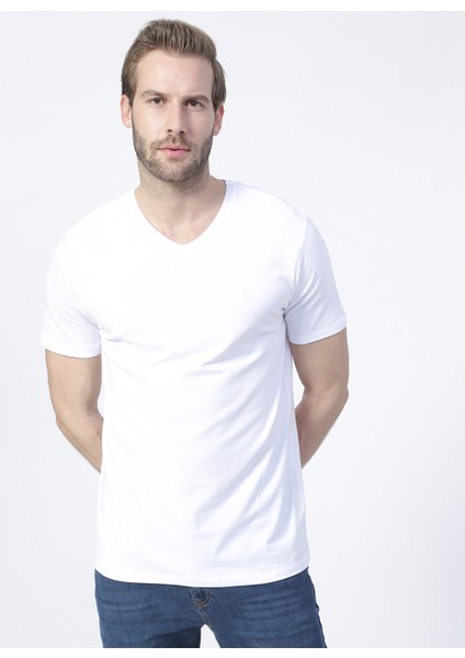 Beyaz Erkek Basic Modal T-Shirt ROMEO-V fırsatları