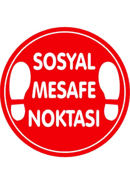 Sosyal Mesafe Noktası 30X30 cm Tabela ve Için Folyo Baskı Altına Dekota Sert Zemin