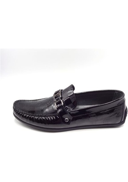 Büyük Numara Siyah Rugan AU247 Erkek Babet