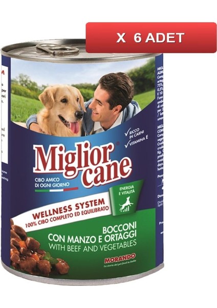 Cane Biftekli Sebzeli Köpek Konserve Maması 405 gr (6 Adet)
