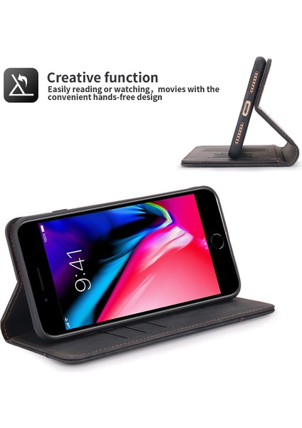 Apple iPhone 8 Plus / 7 Plus / 6 Plus / 6s Plus Için Retro Deri Manyetik Shockproof Tpu Flip Standlı Kılıf (Yurt Dışından)