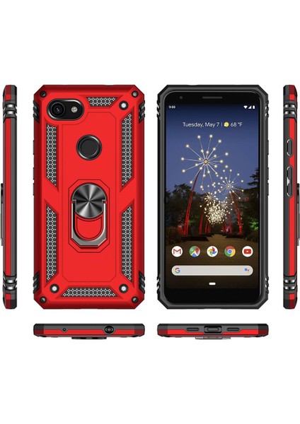 Google Pixel 3A Xl Için Çift Katmanlı Halkalı Standlı Shockproof Kılıf (Yurt Dışından)