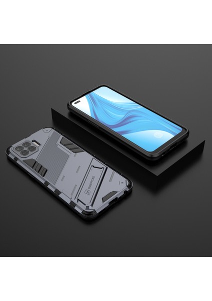 Oppo F17 Pro Için Standlı Ince Sert Pc Tpu Düşme Önleyici Koruyucu Kılıf (Yurt Dışından)