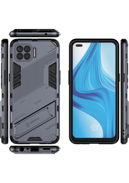 Oppo F17 Pro Için Standlı Ince Sert Pc Tpu Düşme Önleyici Koruyucu Kılıf (Yurt Dışından)