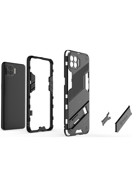 Oppo F17 Pro Için Standlı Ince Sert Pc Tpu Düşme Önleyici Koruyucu Kılıf (Yurt Dışından)
