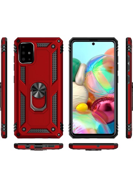 Samsung Galaxy A71 Için Çift Katmanlı Halkalı Standlı Shockproof Kılıf (Yurt Dışından)