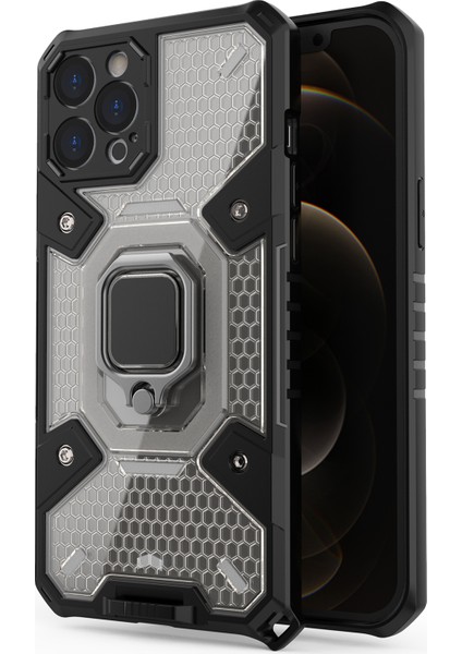 Apple iPhone 12 Pro Max Için Şeffaf Pc Tpu Bumper Antishock Korumalı Halkalı Standlı Kılıf (Yurt Dışından) fiyatları