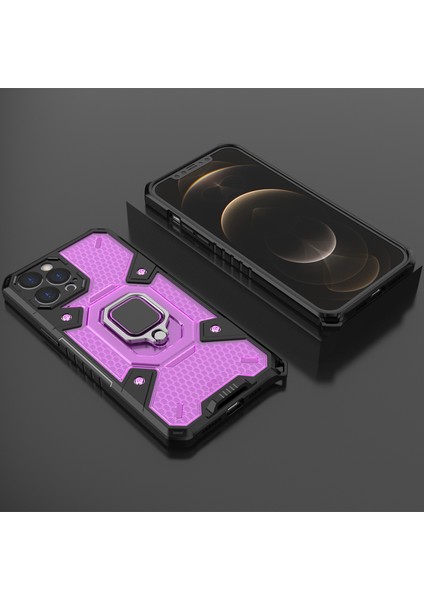 Apple iPhone 12 Pro Max Için Şeffaf Pc Tpu Bumper Antishock Korumalı Halkalı Standlı Kılıf (Yurt Dışından) fırsatları