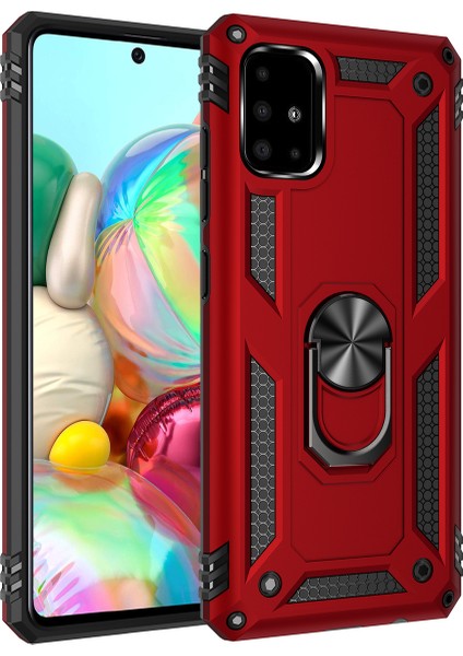 Samsung Galaxy A71 Için Çift Katmanlı Halkalı Standlı Shockproof Kılıf (Yurt Dışından)