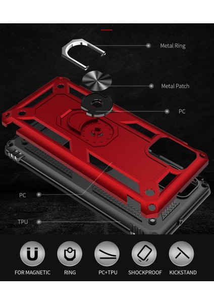 Samsung Galaxy A71 Için Çift Katmanlı Halkalı Standlı Shockproof Kılıf (Yurt Dışından) modelleri