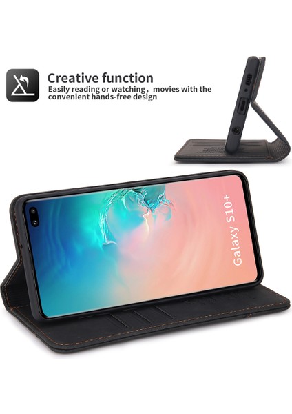 Samsung Galaxy S10 Plus Için Retro Deri Manyetik Shockproof Tpu Flip Standlı Kılıf (Yurt Dışından) modelleri