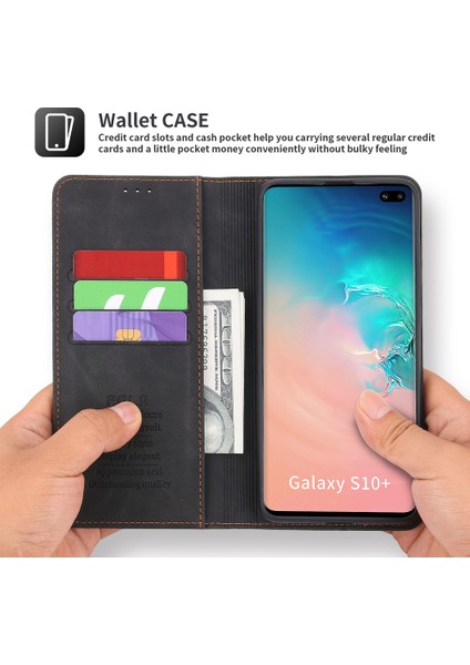 Samsung Galaxy S10 Plus Için Retro Deri Manyetik Shockproof Tpu Flip Standlı Kılıf (Yurt Dışından) indirimleri