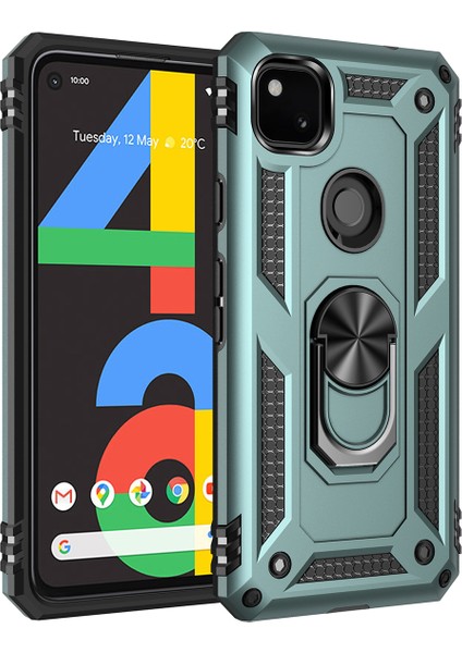 Google Pixel 4A Için Çift Katmanlı Halkalı Standlı Kılıf (Yurt Dışından)