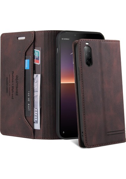 Sony Xperia 10 Iı Için Premium Vintage Pu Deri Kılıf Mat Cüzdan Çevirme Standı Kapağı Kahverengi (Yurt Dışından) fırsatları