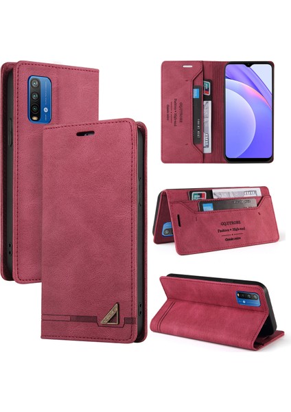 Xiaomi Redmi 9t / 9 Power Için Premium Vintage Pu Deri Kılıf Mat Cüzdan Çevirme Standı Kapağı Kırmızı (Yurt Dışından) indirimleri