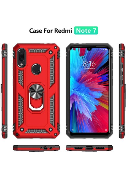 Xiaomi Redmi Note 7 Pro Için Çift Katmanlı Halkalı Standlı Shockproof Kılıf (Yurt Dışından)