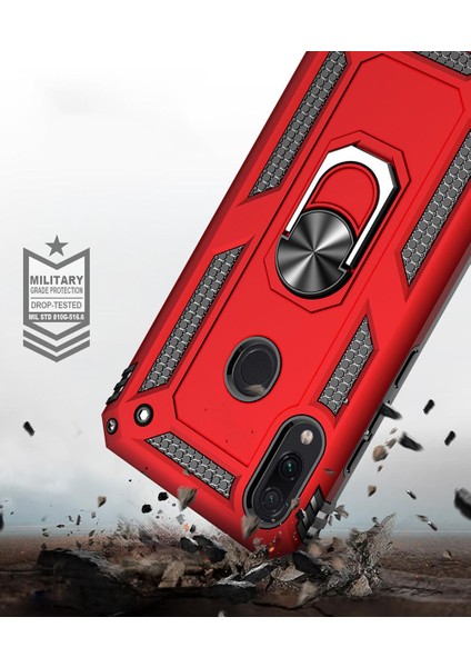 Xiaomi Redmi Note 7 Pro Için Çift Katmanlı Halkalı Standlı Shockproof Kılıf (Yurt Dışından)