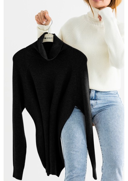 Tam Balıkçı Triko Kazak - Siyah