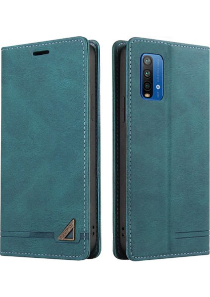 Xiaomi Redmi 9t / 9 Power Için Premium Vintage Pu Deri Kılıf Mat Cüzdan Çevirme Standı Kapağı Mavi (Yurt Dışından)