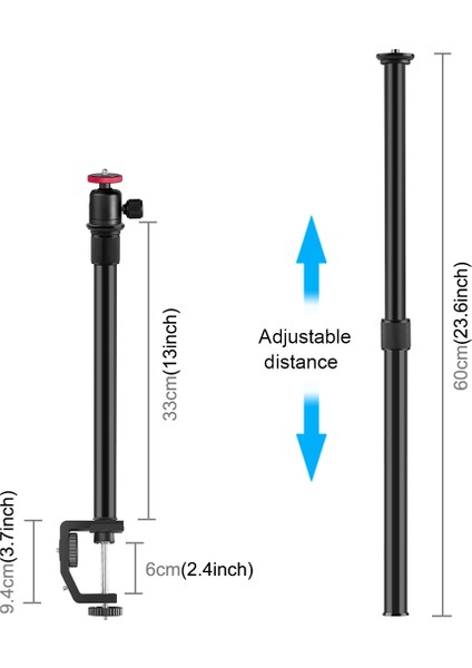puluz C Kelepçe Montajlı Işık Standı Uzatma Çubuğu Siyah (Yurt Dışından)