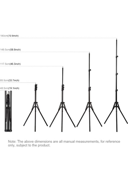 puluz Ters Katlanabilir 4 Bölmeli 1.8M Yükseklik Tripod Montajı Siyah (Yurt Dışından)