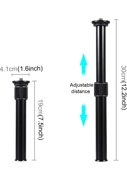 puluz Ayarlanabilir Tripod Montajlı Monopod Uzatma Çubuğu Siyah (Yurt Dışından)