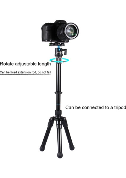 puluz Ayarlanabilir Tripod Montajlı Monopod Uzatma Çubuğu Siyah (Yurt Dışından)