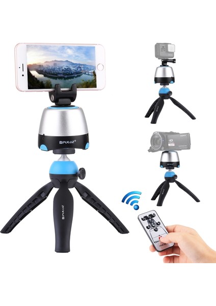 puluz Panoramik Kafa + Tripod + Spor Kamera Kelepçesi + Telefon Kelepçesi Mavi (Yurt Dışından)