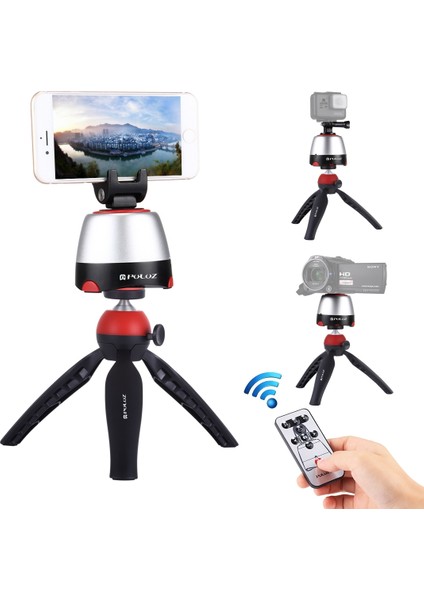 puluz Panoramik Kafa + Tripod + Spor Kamera Kelepçesi + Telefon Kelepçesi Kırmızı (Yurt Dışından)