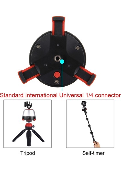 puluz Panoramik Kafa + Tripod + Spor Kamera Kelepçesi + Telefon Kelepçesi Kırmızı (Yurt Dışından)