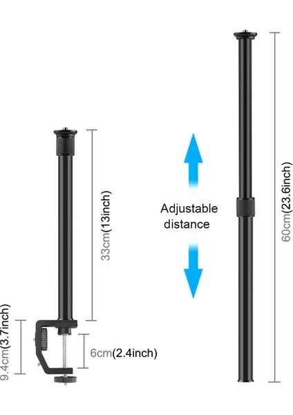 puluz C Kelepçe Montajlı Işık Standı Uzatma Çubuğu Siyah (Yurt Dışından)