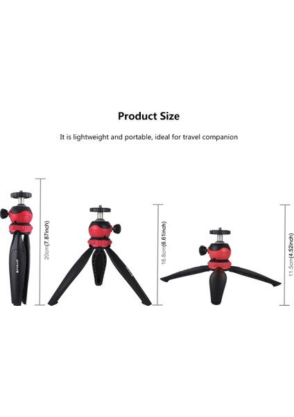 puluz 20 Cm Cep Plastik Tripod Montajı Kırmızı (Yurt Dışından)