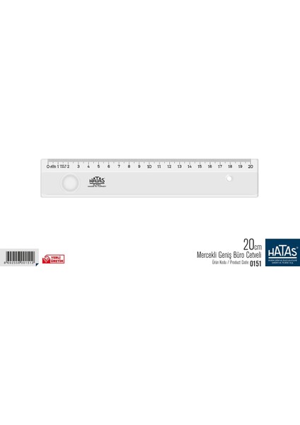 Mercekli Geniş Büro Cetveli 20 Cm. NO:0151
