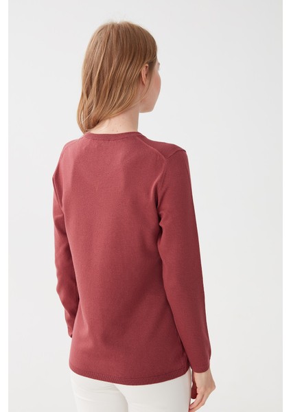 Kadın Likralı Uzun Kol Basic V Yaka Bluz Gül Kurusu indirimleri