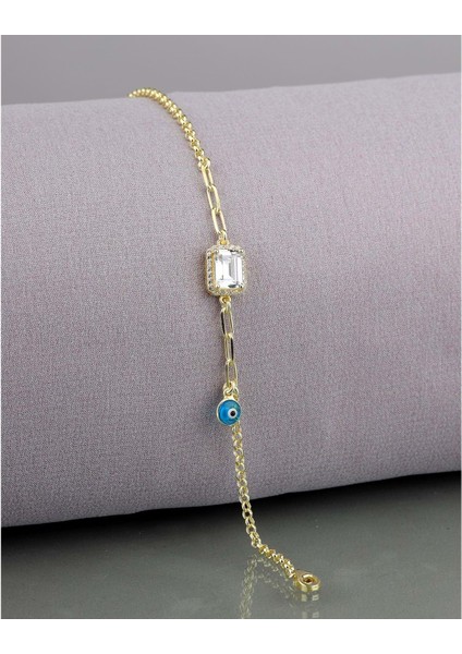 Nazar Sallantılı Zarif Baget Taşlı Gümüş Bileklik fiyatları