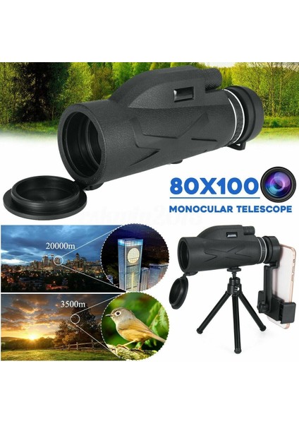 Dış Mekan Bak4 80X100 Zoom Hd Lens Prizma Yürüyüş Monoküler Teleskop (Yurt Dışından)