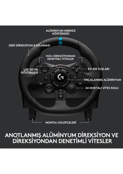 G923 Ps5, Ps4 ve Pc ile Uyumlu Yarış Direksiyonu ve Pedalları