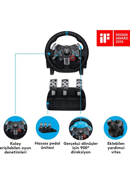 G G29 Ps5, Ps4 ve Pc ile Uyumlu Driving Force Yarış Direksiyonu