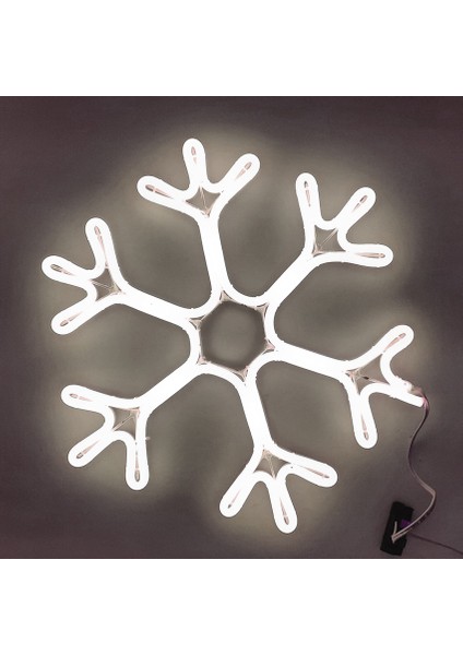 Neon Işıklı Kar Tanesi Yılbaşı Süsü 220V Beyaz 50 cm