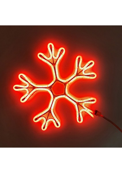 Neon Işıklı Kar Tanesi Yılbaşı Süsü 220V Kırmızı 50 cm