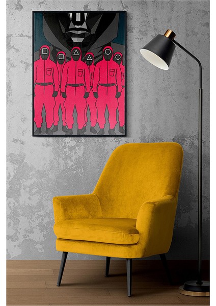 Çerçeveli Tablo Dekorasyon Squid Game Pano Sticker Ev Dekoru Tekli Çerçeve