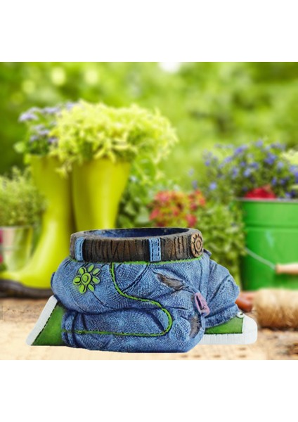 Bitki Reçine Pot Kot Styling Saksı Bahçe Süs Diz Çökmüş Denim Jeans (Yurt Dışından)