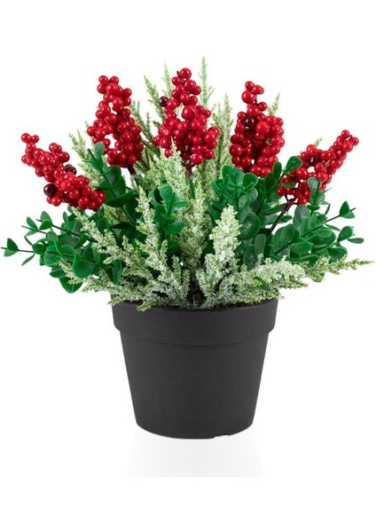 3’lü Set Mini Siyah Plastik Saksıda Karlı Kokinalı Yapay Yılbaşı Çiçeği fiyatları