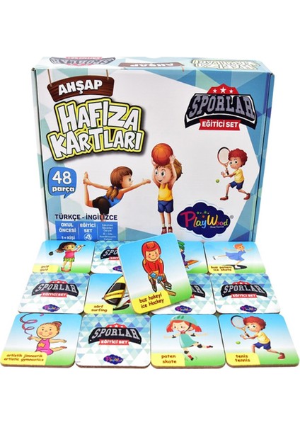 Eğitici Ahşap Hafıza Kartları Sporlar