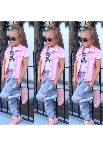 Kız Çocuk Yelekli Pembe Spor Takım