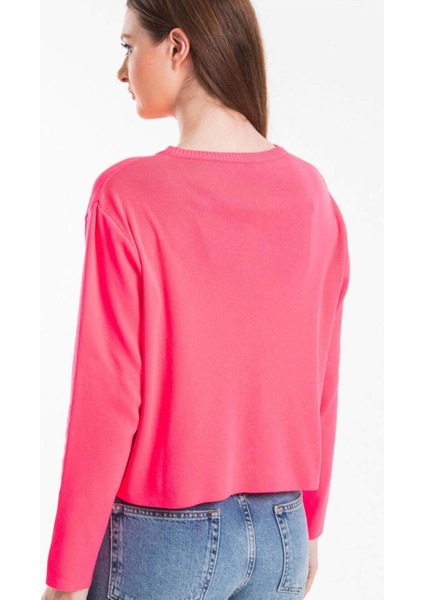 Sedef Düğmeli Pembe Basic Hırka