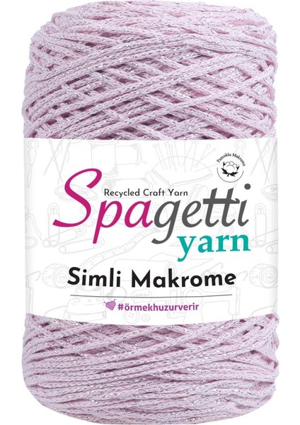 Simli Makrome Bebe Pembe (Gümüş Sim)